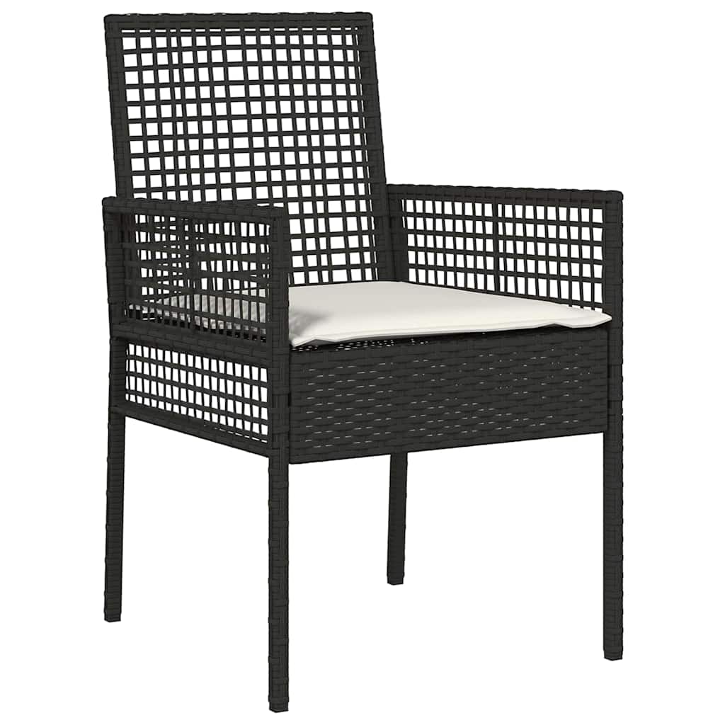 Sedie da giardino  2 pz con cuscini neri in rattan sintetico 42003445