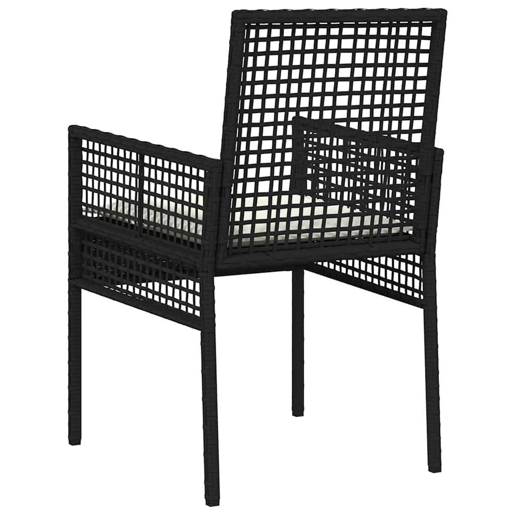 Sedie da giardino  2 pz con cuscini neri in rattan sintetico 42003445