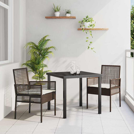 Set di 2 sedie da giardino  con cuscini marroni in rattan sintetico 42003446