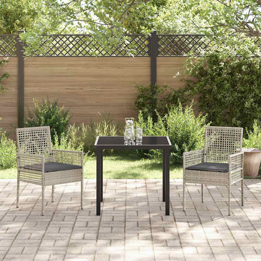 Set di 2 sedie da giardino  con cuscini grigio chiaro in rattan 42003450