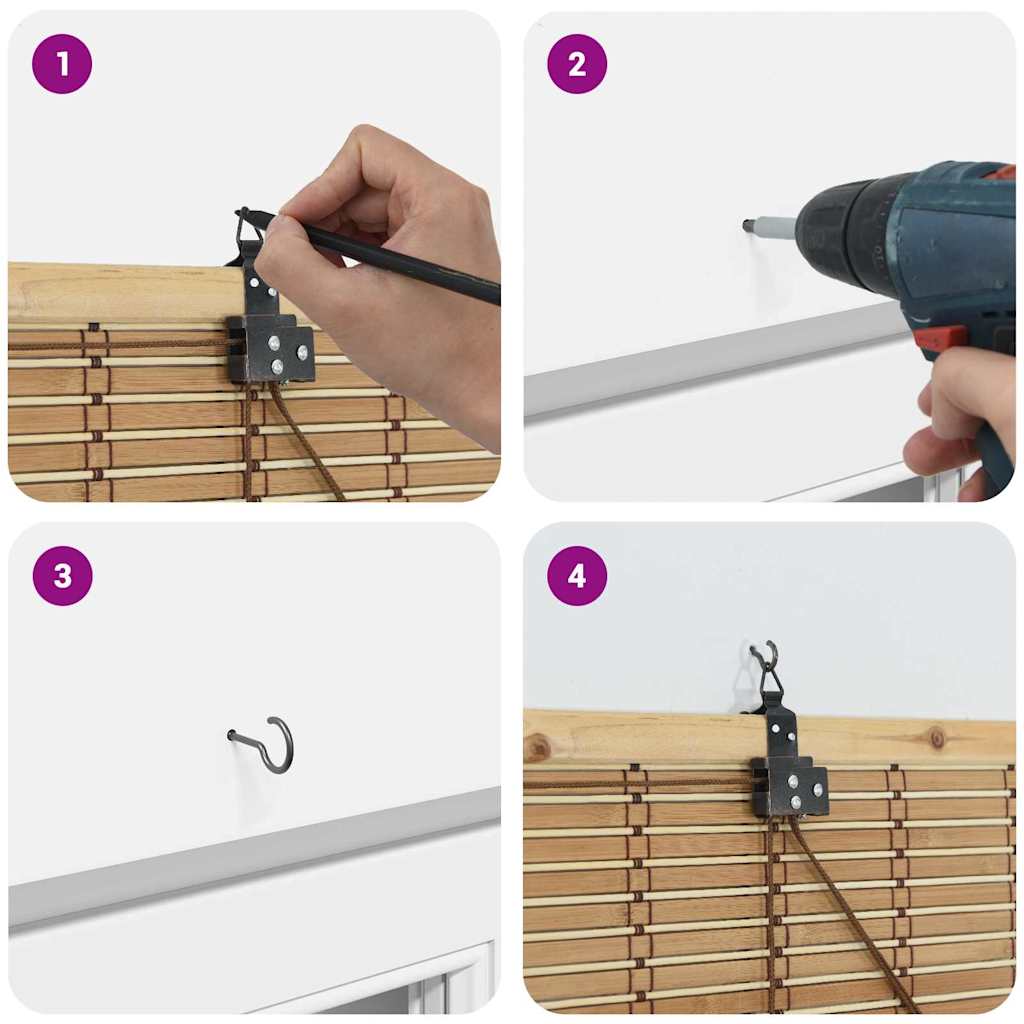 Tenda a rullo Altro Marrone Chiaro 150 x 160 cm Bambù 42006908