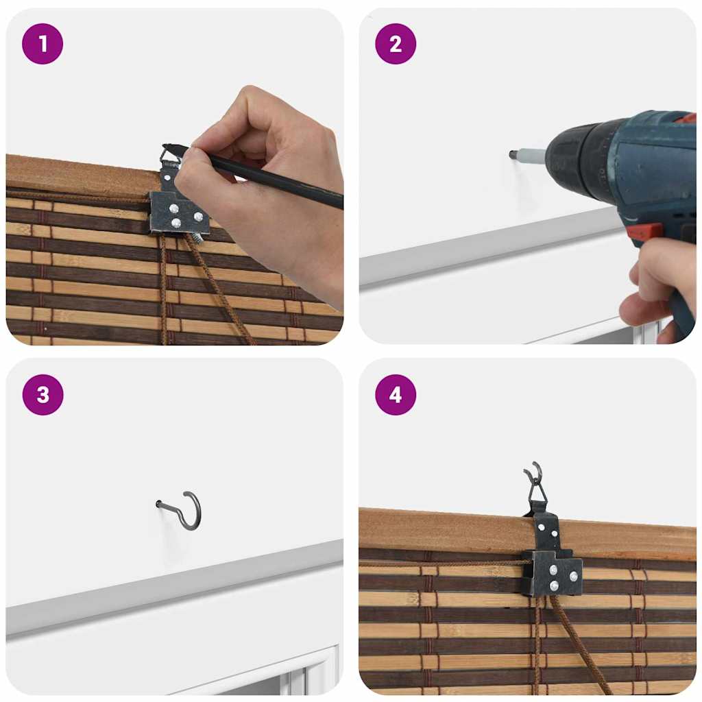 Tenda per Finestra con tende Marrone 100 x 220 cm Bambù 42006917