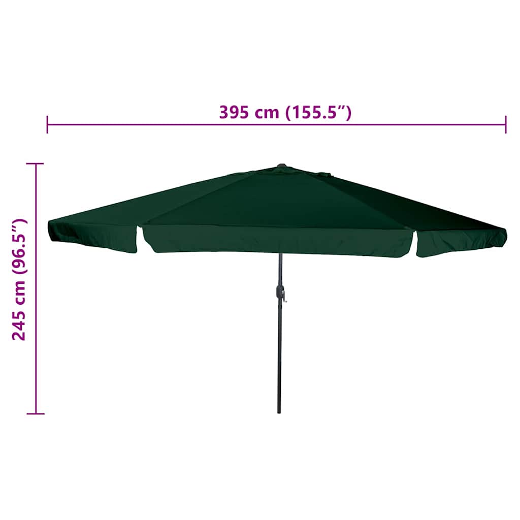 Ombrello da giardino Verde e Nero 395 x 395 x 245 cm 42003637