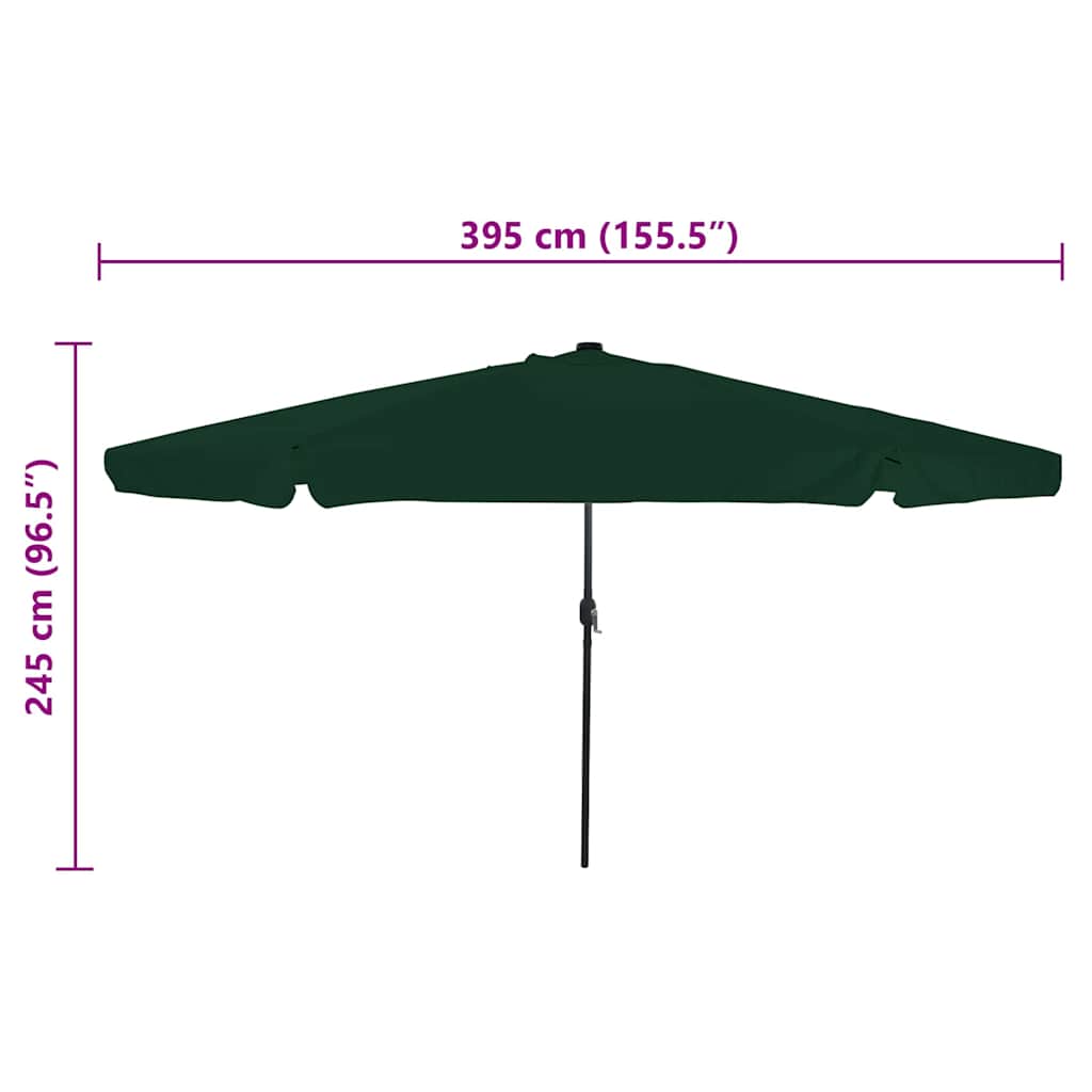 Ombrello da giardino Verde e Nero 395 x 395 x 245 cm 42003645