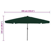 Ombrello da giardino Verde e Nero 395 x 395 x 245 cm 42003645