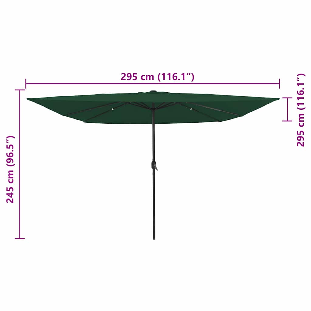 Ombrello da giardino Verde e Nero 295 x 295 x 245 cm 42003661