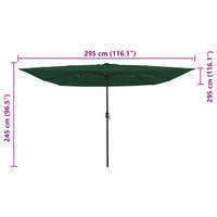 Ombrello da giardino Verde e Nero 295 x 295 x 245 cm 42003661