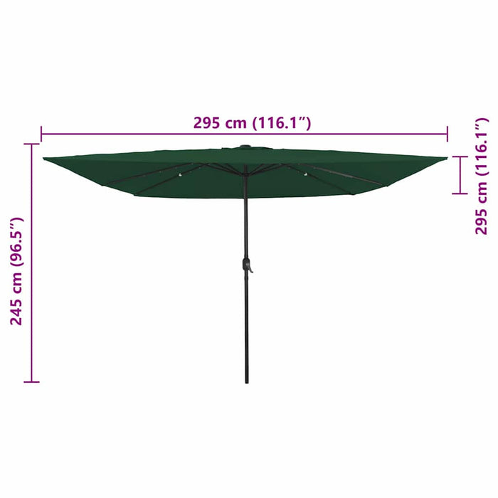 Ombrello da giardino Verde e Nero 295 x 295 x 245 cm 42003661