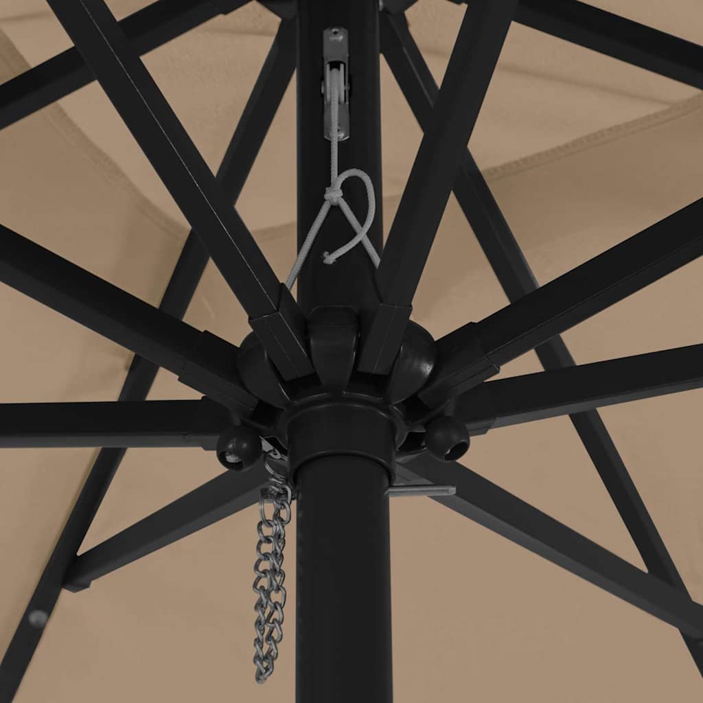 Ombrello da giardino Taupe e Nero 295 x 295 x 245 cm 42003663