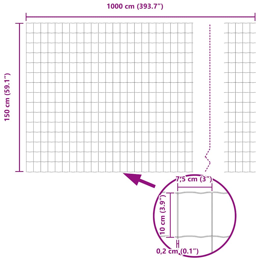 Recinzione Euro Grigio 1.5 x 10 m Ferro rivestito in PVC 42004504