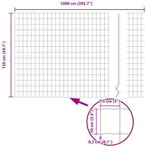 Recinzione Euro Grigio 1.5 x 10 m Ferro rivestito in PVC 42004504