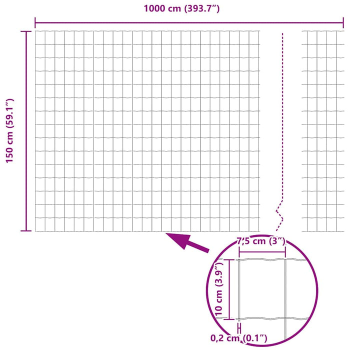 Recinzione Euro Grigio 1.5 x 10 m Ferro rivestito in PVC 42004504