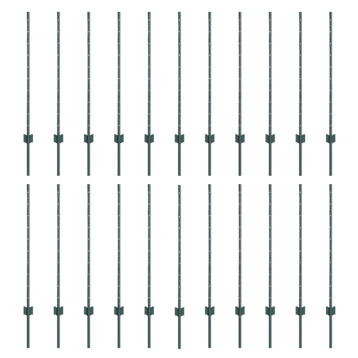 Pali per Recinzione 22 pcs Verde 140 cm Acciaio 3335918