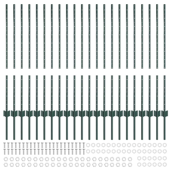 Pali per Recinzione 22 pcs Verde 140 cm Acciaio 3335918