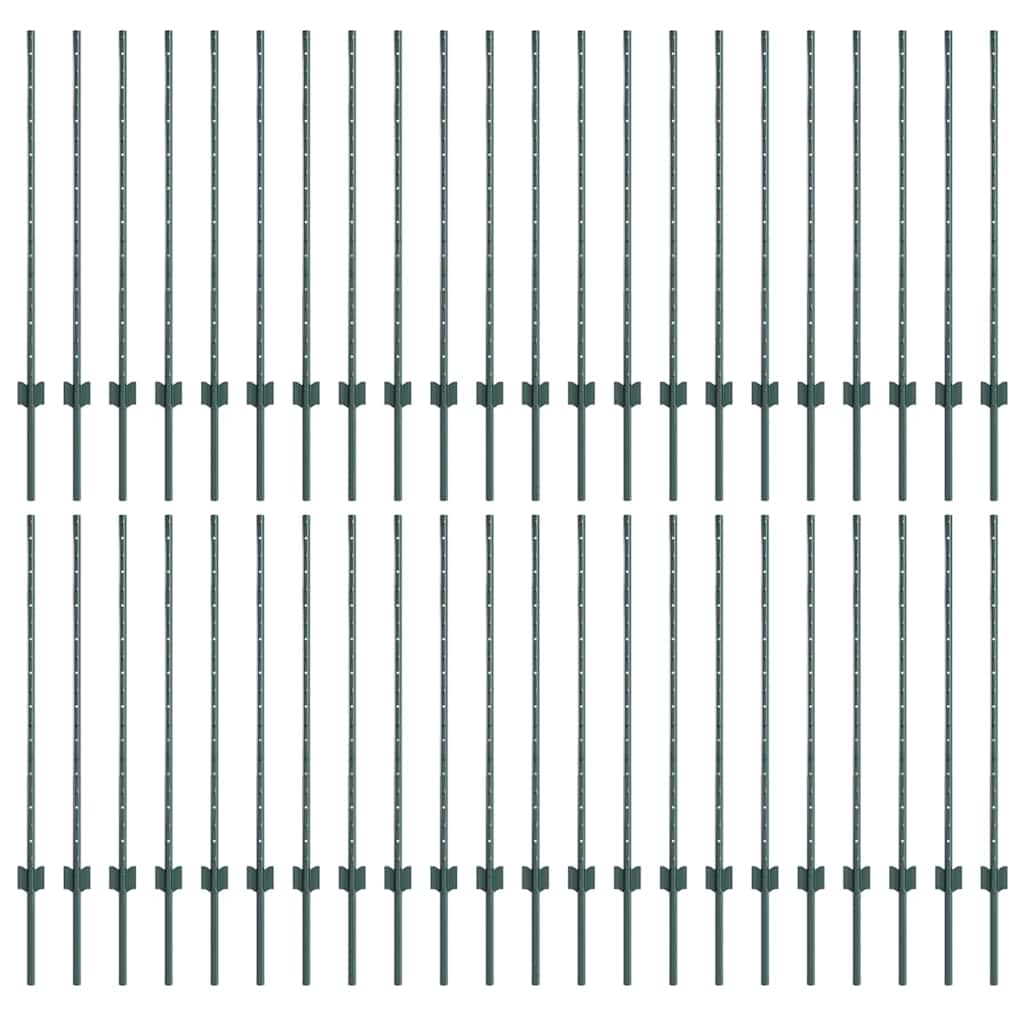 Pali per Recinzione 44 pcs Verde 140 cm Acciaio 3335919