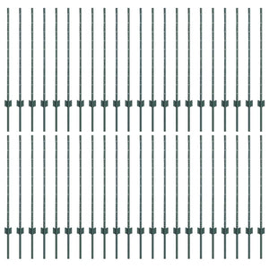 Pali per Recinzione 44 pcs Verde 140 cm Acciaio 3335919