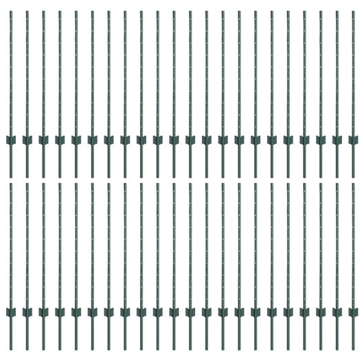 Pali per Recinzione 44 pcs Verde 140 cm Acciaio 3335919
