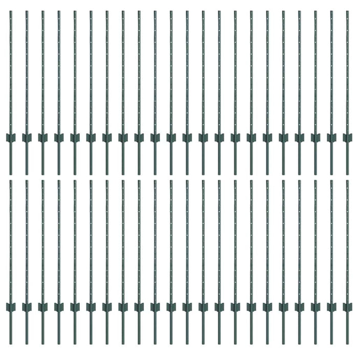Pali per Recinzione 44 pcs Verde 140 cm Acciaio 3335919