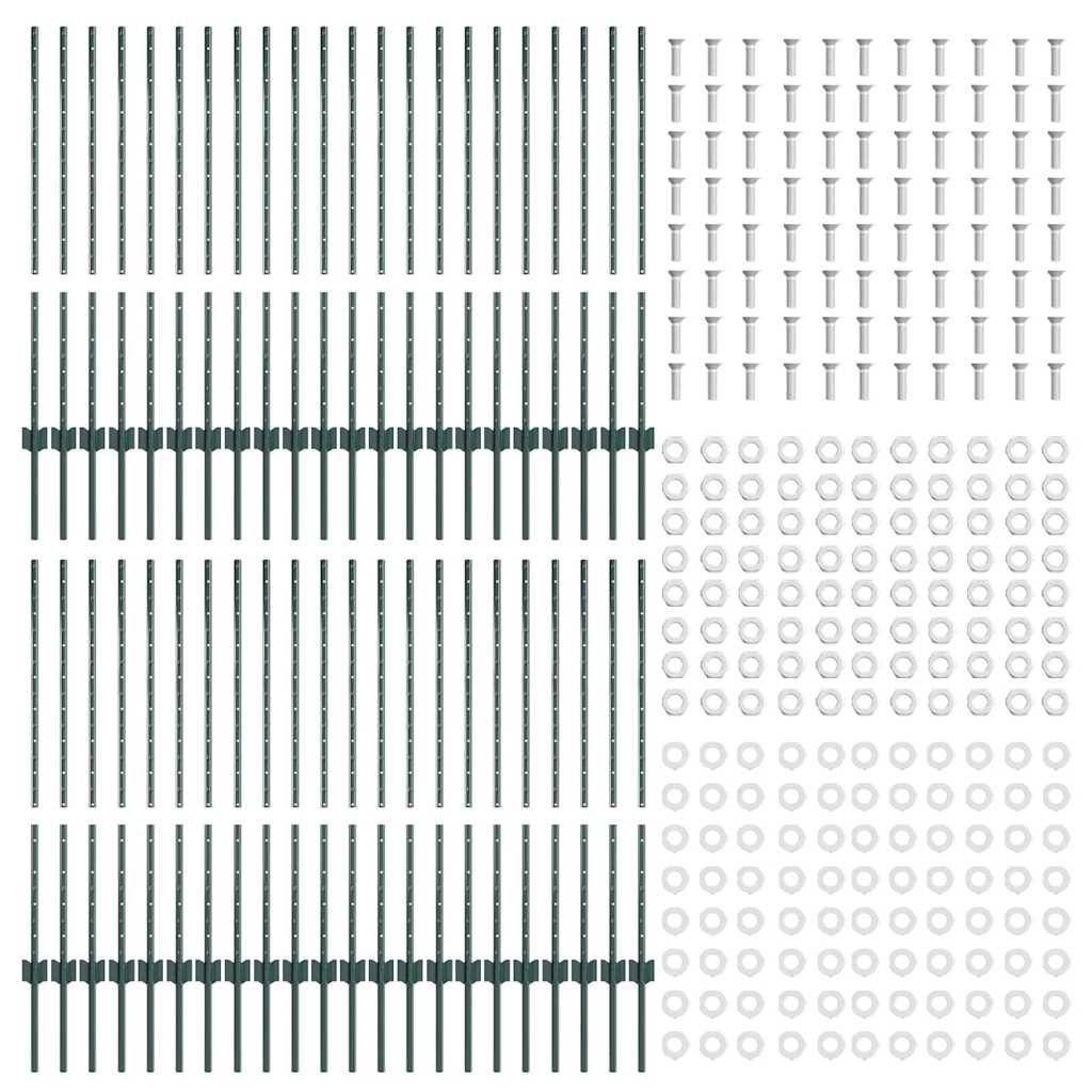 Pali per Recinzione 44 pcs Verde 140 cm Acciaio 3335919
