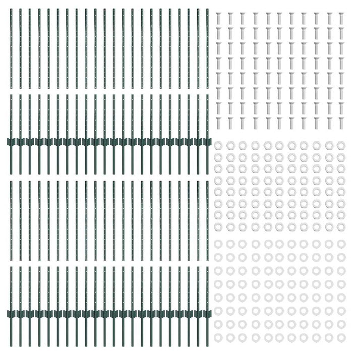 Pali per Recinzione 44 pcs Verde 140 cm Acciaio 3335919