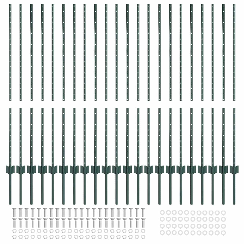 Pali per Recinzione 22 pcs Verde 160 cm Acciaio 3335920