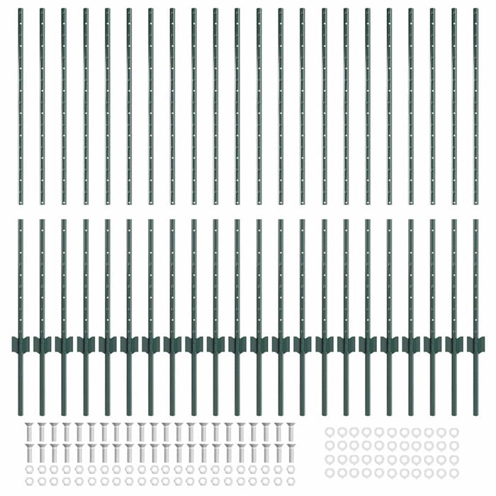 Pali per Recinzione 22 pcs Verde 160 cm Acciaio 3335920