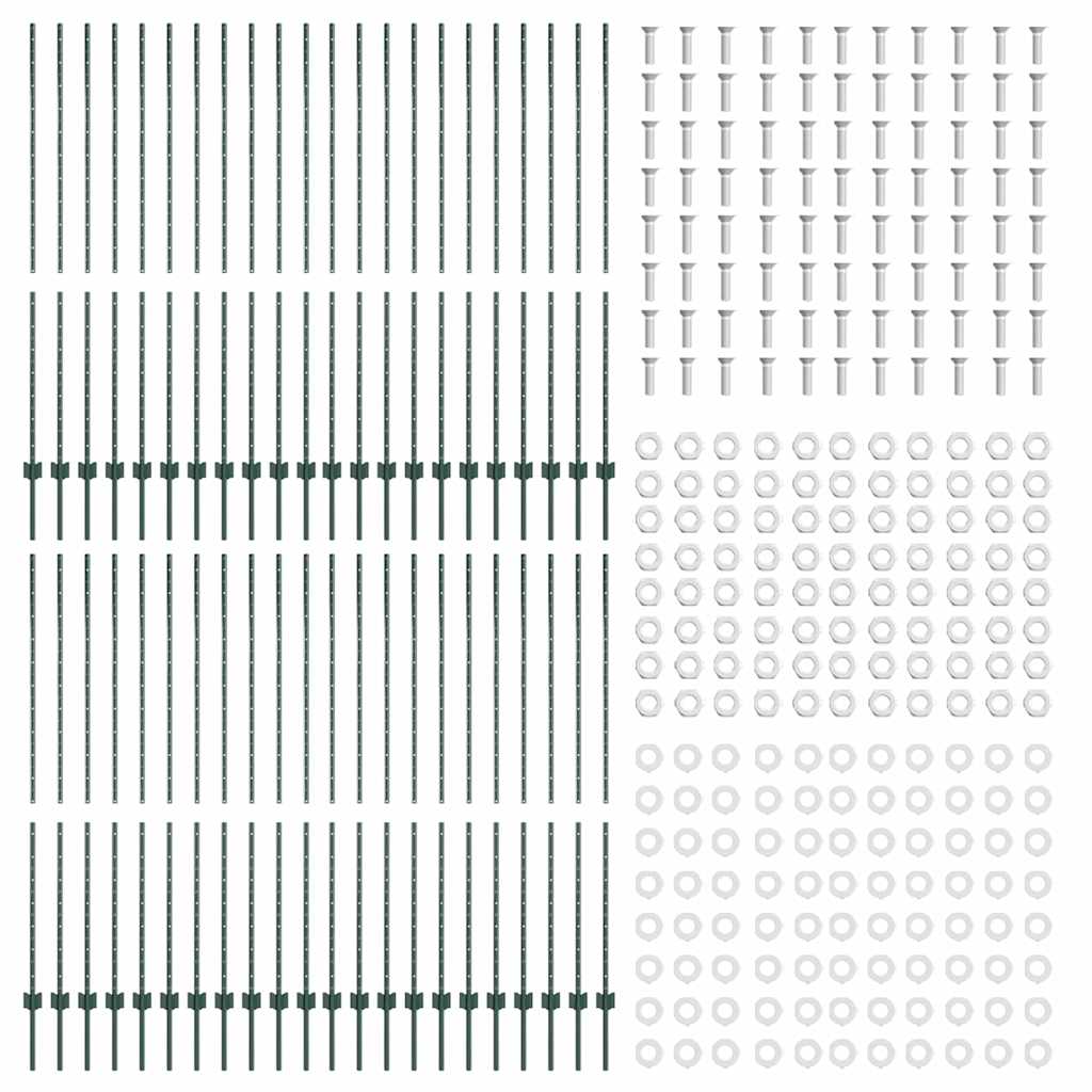 Pali per Recinzione 44 pcs Verde 200 cm Acciaio 3335925