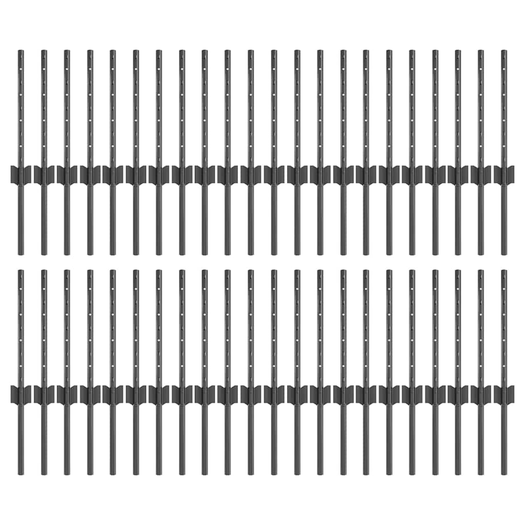 Pali per Recinzione 44 pcs Grigio 80 cm Acciaio 3335929