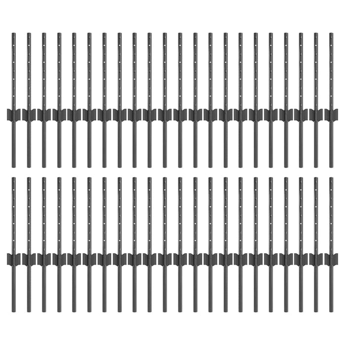 Pali per Recinzione 44 pcs Grigio 80 cm Acciaio 3335929