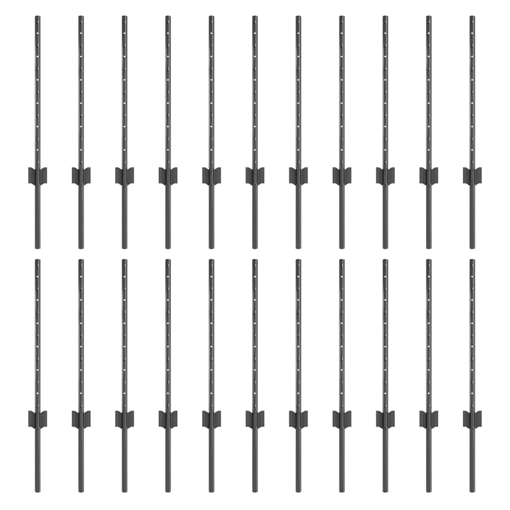 Pali per Recinzione 22 pcs Grigio 100 cm Acciaio 3335932