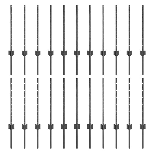 Pali per Recinzione 22 pcs Grigio 100 cm Acciaio 3335932