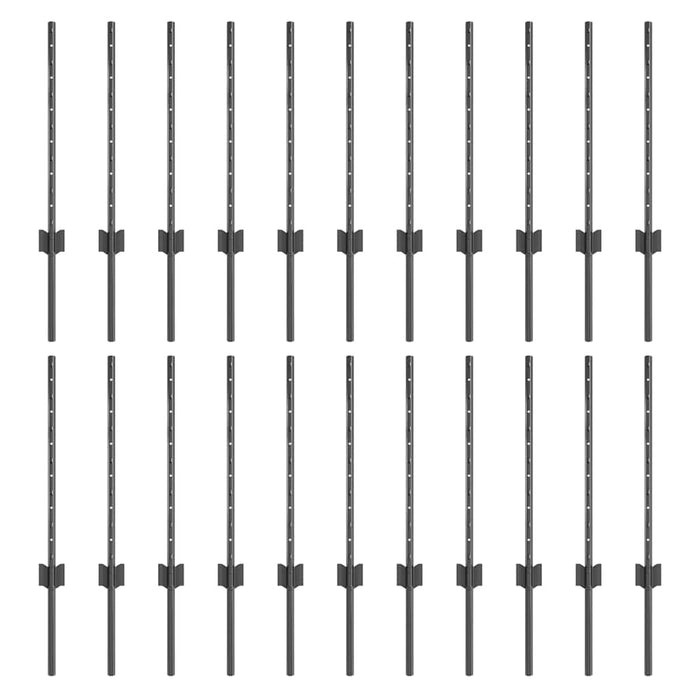 Pali per Recinzione 22 pcs Grigio 100 cm Acciaio 3335932