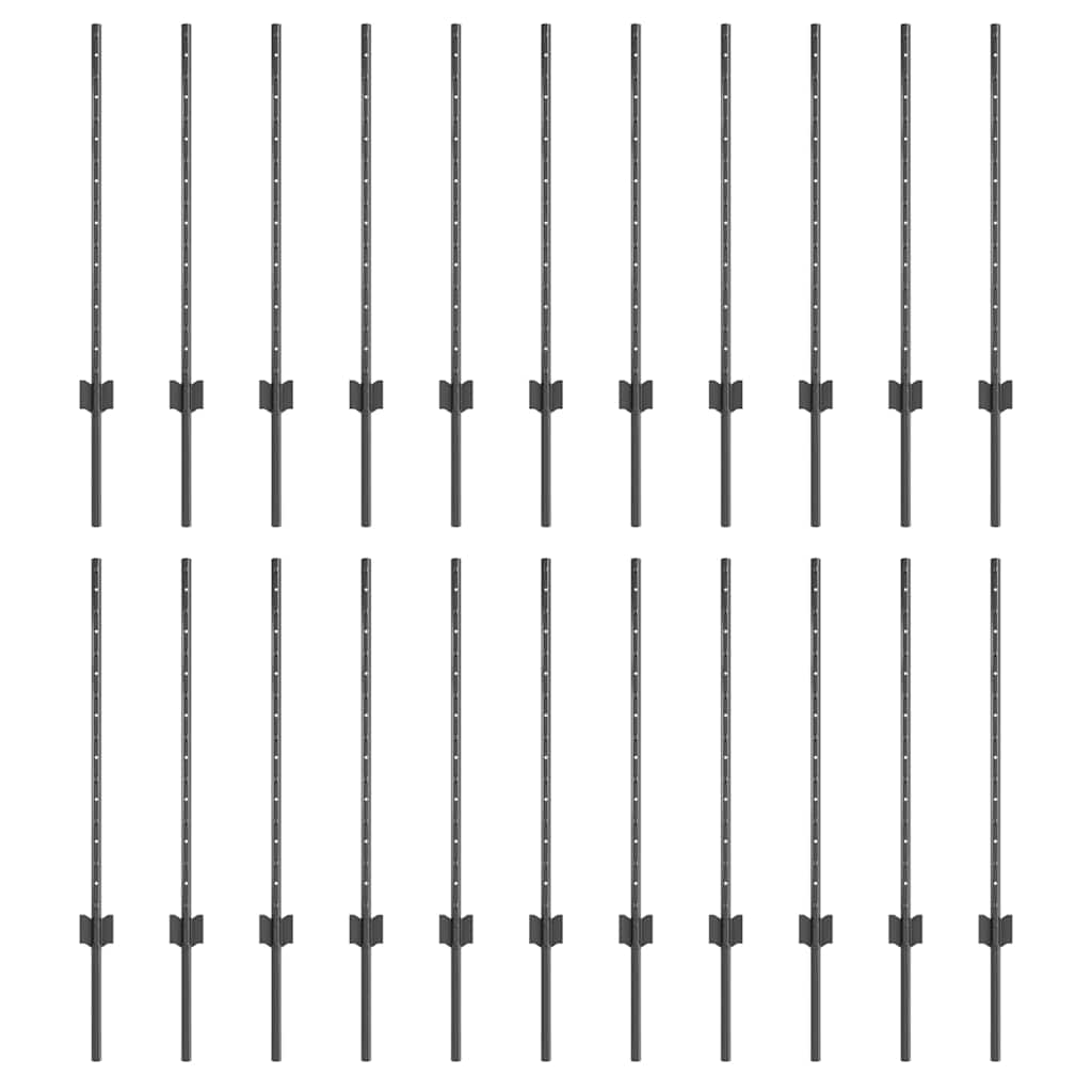 Pali per Recinzione 22 pcs Grigio 120 cm Acciaio 3335934