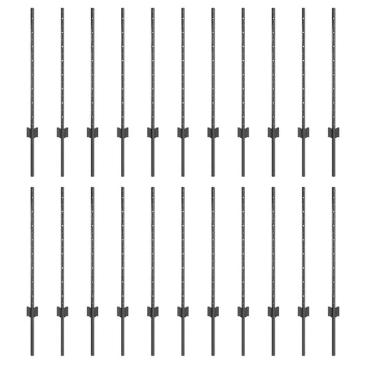 Pali per Recinzione 22 pcs Grigio 120 cm Acciaio 3335934