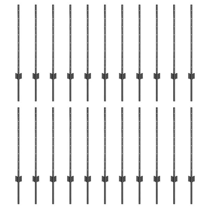 Pali per Recinzione 22 pcs Grigio 120 cm Acciaio 3335934