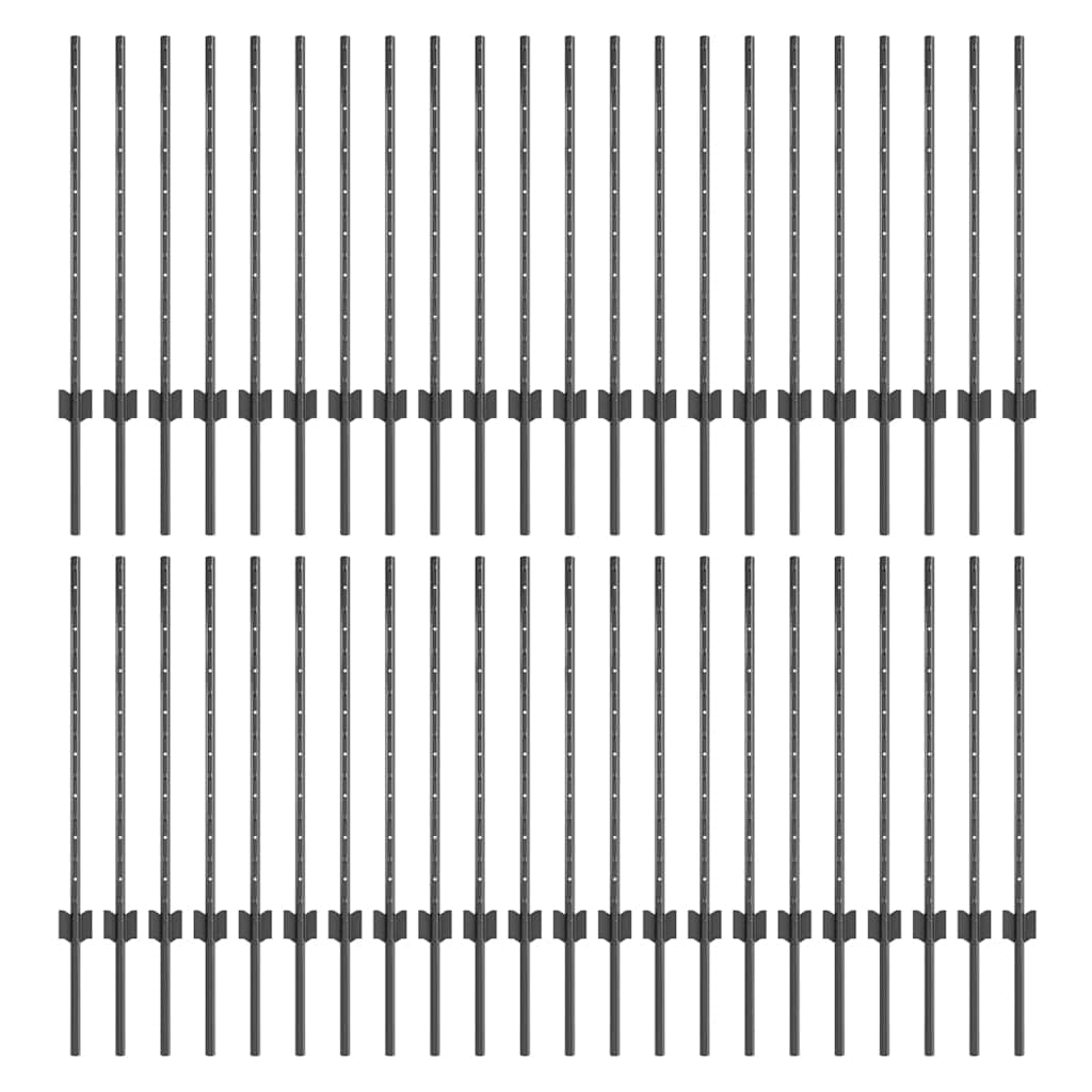 Pali per Recinzione 44 pcs Grigio 120 cm Acciaio 3335935