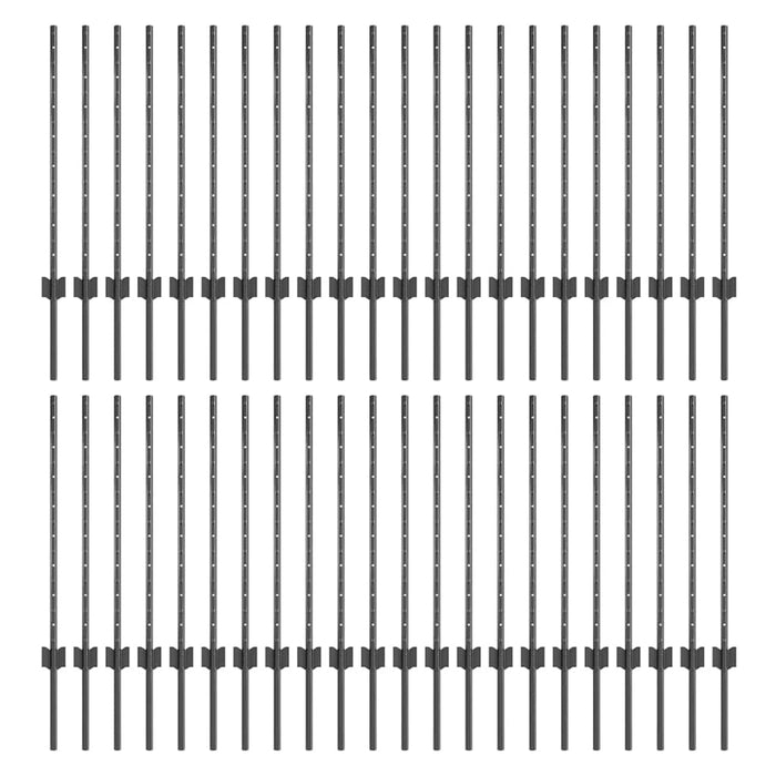 Pali per Recinzione 44 pcs Grigio 120 cm Acciaio 3335935