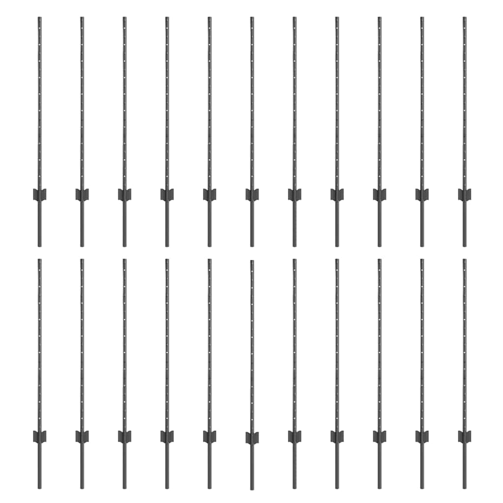 Pali per Recinzione 44 pcs Grigio 140 cm Acciaio 3335936