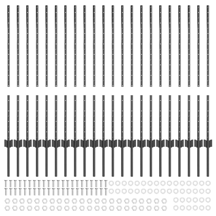 Pali per Recinzione 44 pcs Grigio 140 cm Acciaio 3335936