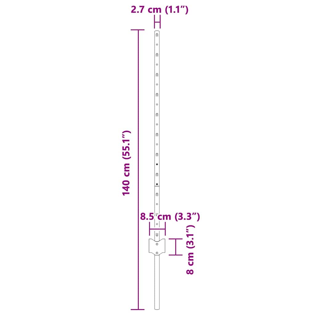 Pali per Recinzione 44 pcs Grigio 140 cm Acciaio 3335936