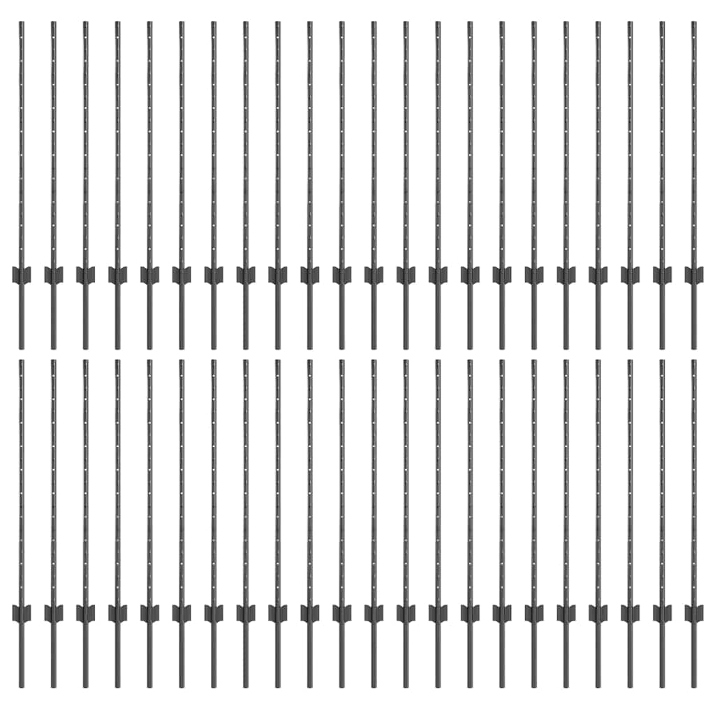 Pali per Recinzione 88 pcs Grigio 140 cm Acciaio 3335937