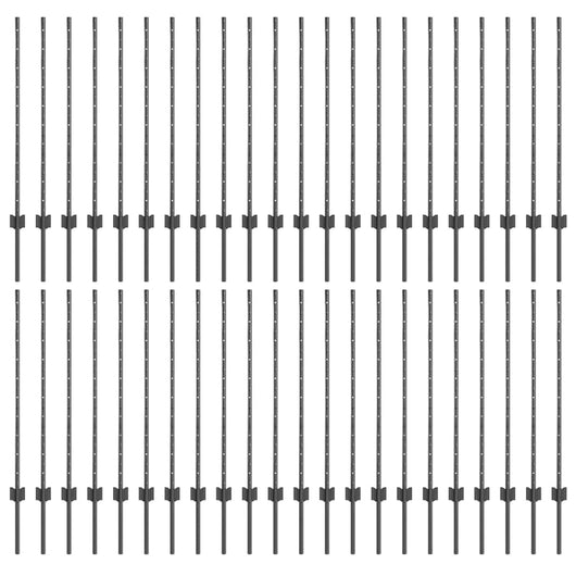 Pali per Recinzione 88 pcs Grigio 140 cm Acciaio 3335937