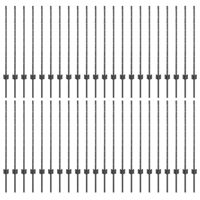 Pali per Recinzione 88 pcs Grigio 140 cm Acciaio 3335937