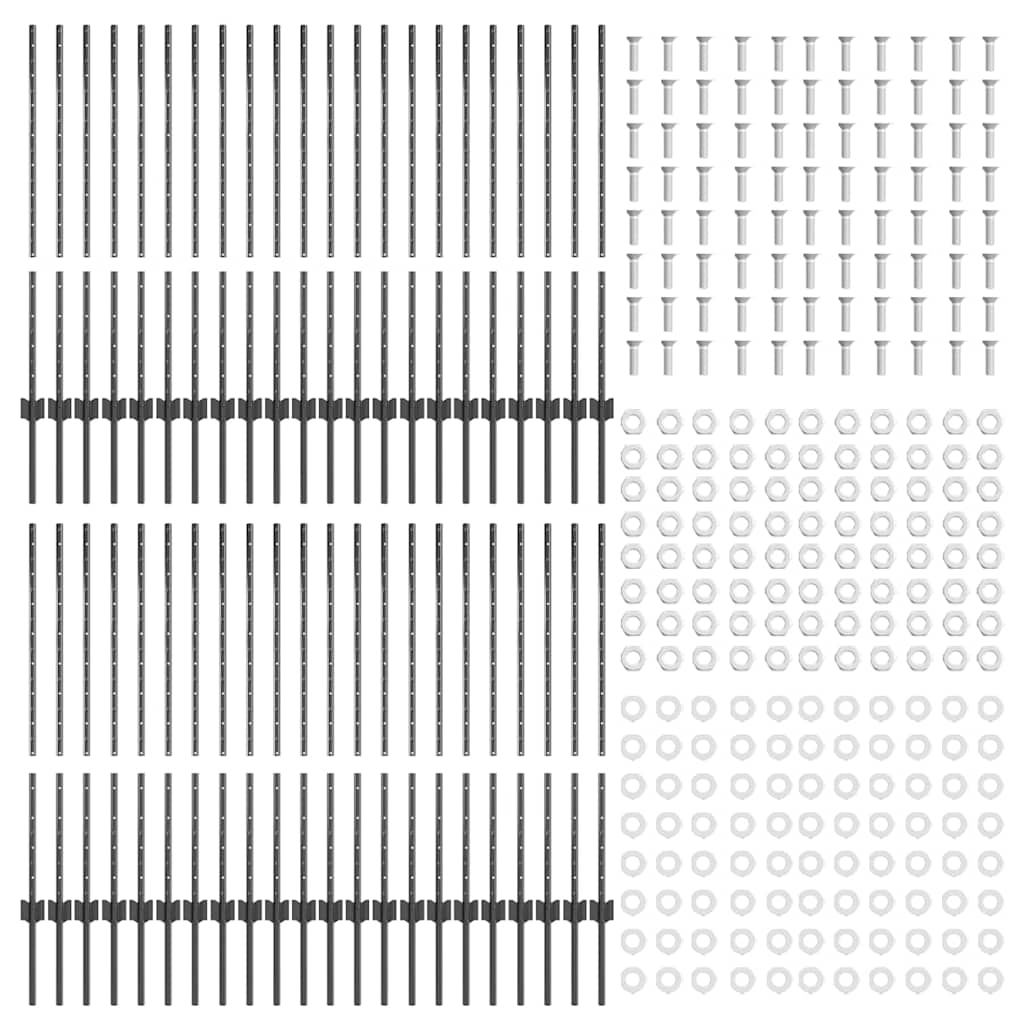 Pali per Recinzione 88 pcs Grigio 140 cm Acciaio 3335937