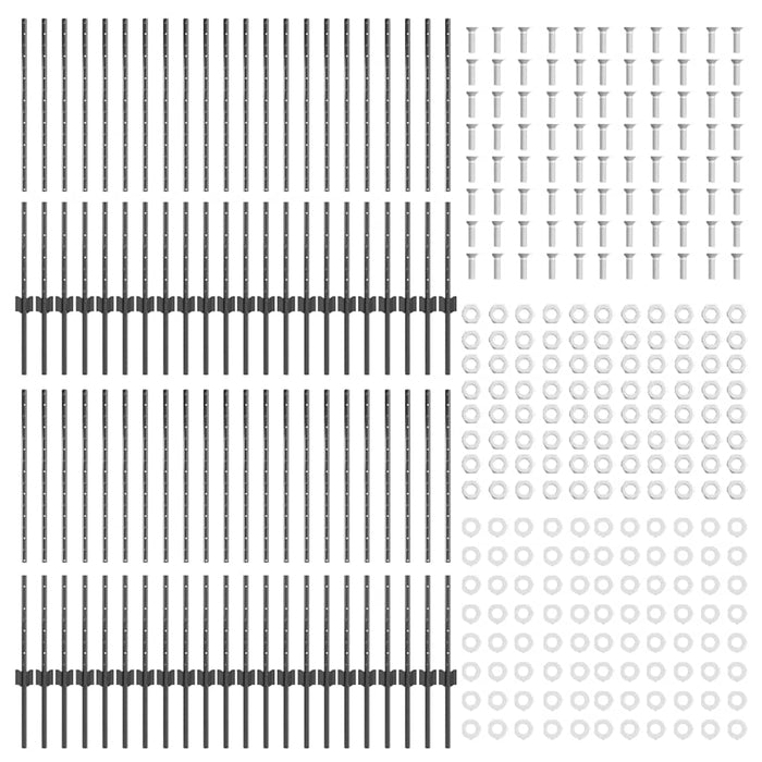 Pali per Recinzione 88 pcs Grigio 140 cm Acciaio 3335937