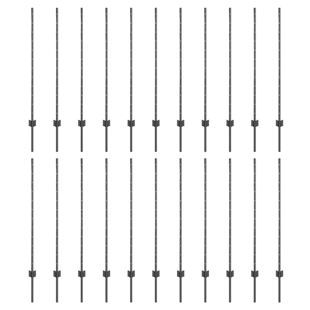Pali per Recinzione 44 pcs Grigio 160 cm Acciaio 3335938