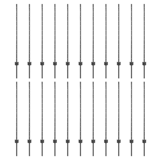 Pali per Recinzione 44 pcs Grigio 160 cm Acciaio 3335938