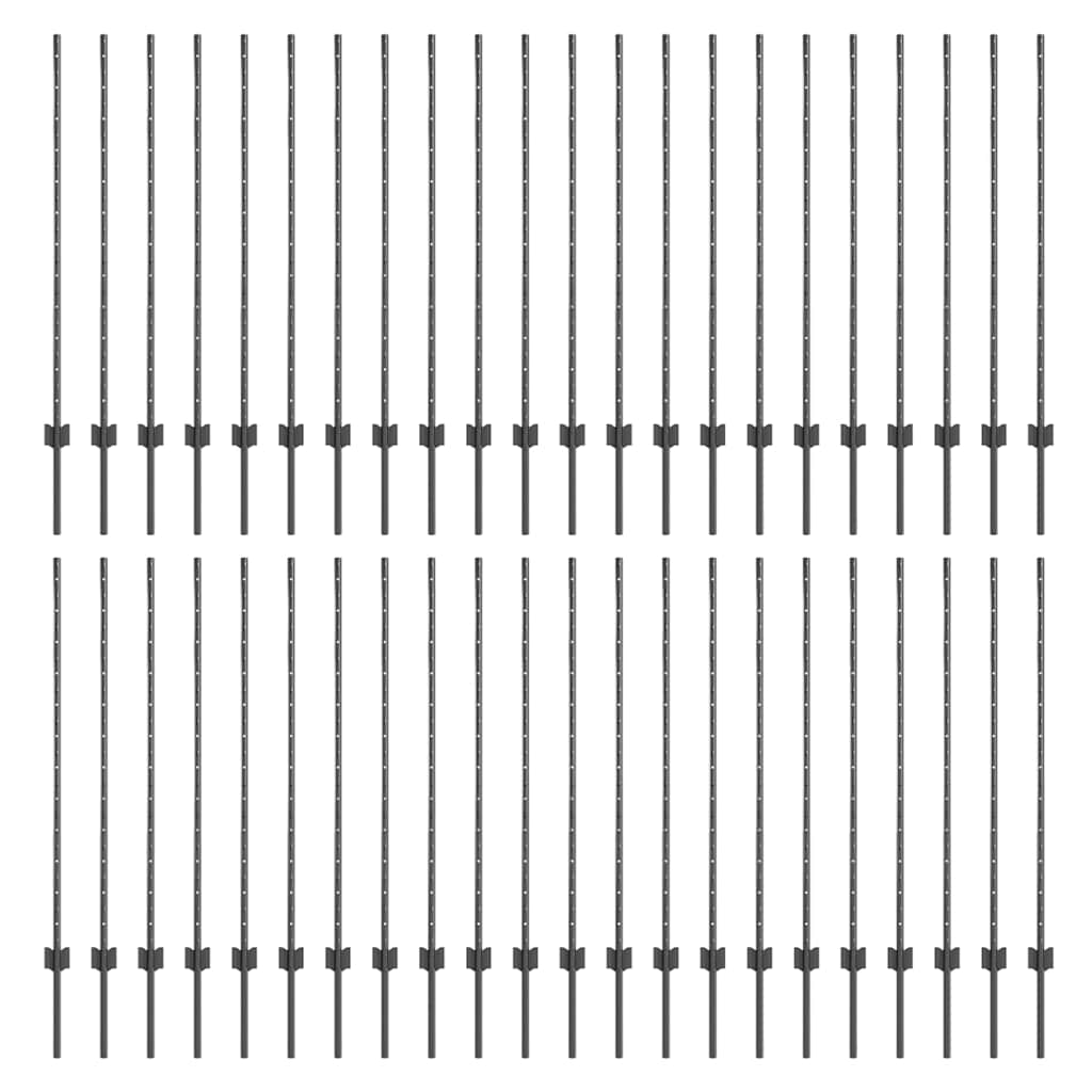 Pali per Recinzione 88 pcs Grigio 160 cm Acciaio 3335939