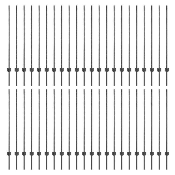Pali per Recinzione 88 pcs Grigio 160 cm Acciaio 3335939