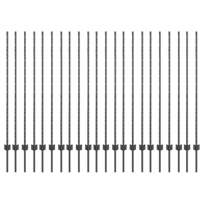 Pali per Recinzione 44 pcs Grigio 180 cm Acciaio 3335940